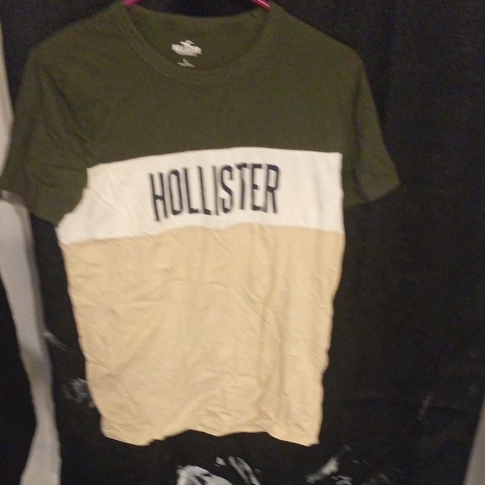 Hollister Green and Beige Block Tee